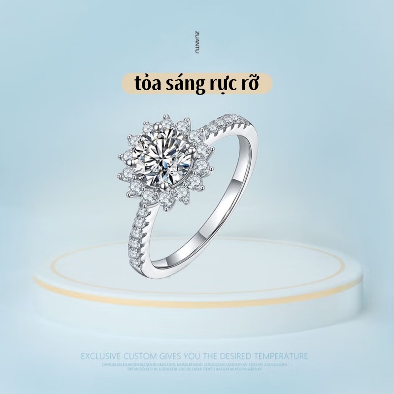 Nhẫn đính hôn khảm kim cương giả sang trọng thanh lịch dành cho bạn nữ Nhẫn Bạc Nữ Cao Cấp nhẫn kim cương