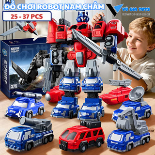 Hộp Đồ Chơi Lắp Ráp Robot Biến Hình Từ Tính 8in1 25-37 Mảnh Cho Bé-Đồ Chơi Lắp Ghép Robot Ô Tô,Máy Bay,Xe Tăng Nam Châm