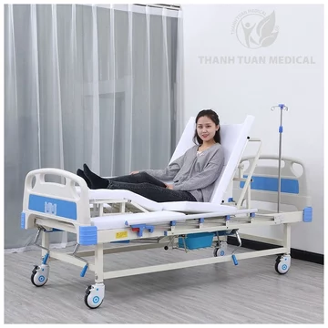 Giường y tế đa năng 3 Tay quay có bô giá rẻ - Giường bệnh Lucass GB-C31 (Nghiêng trái và phải, nâng đầu, cân và có bô