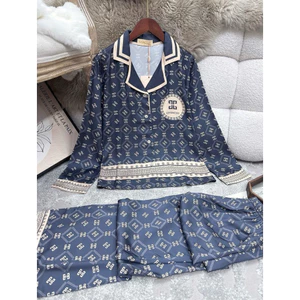 Bộ lụa mặc nhà Sam Luxury Cao Cấp tone xanh than sang xịn