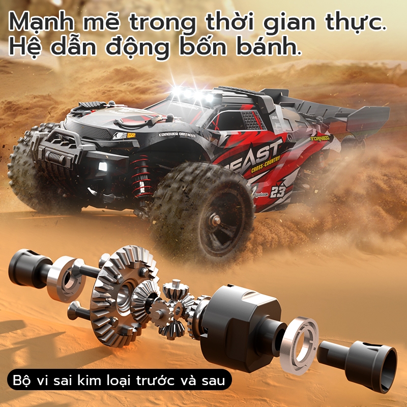 Xe địa hình 4WD điều khiển từ xa dành cho bé trai, tỷ lệ 1:16, hệ thống 2.4GHz, tốc độ cao 75+ dặm/giờ.
