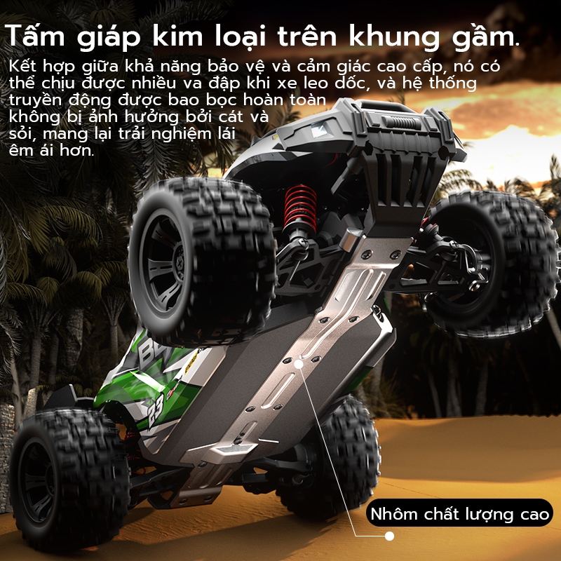Xe địa hình 4WD điều khiển từ xa dành cho bé trai, tỷ lệ 1:16, hệ thống 2.4GHz, tốc độ cao 75+ dặm/giờ.