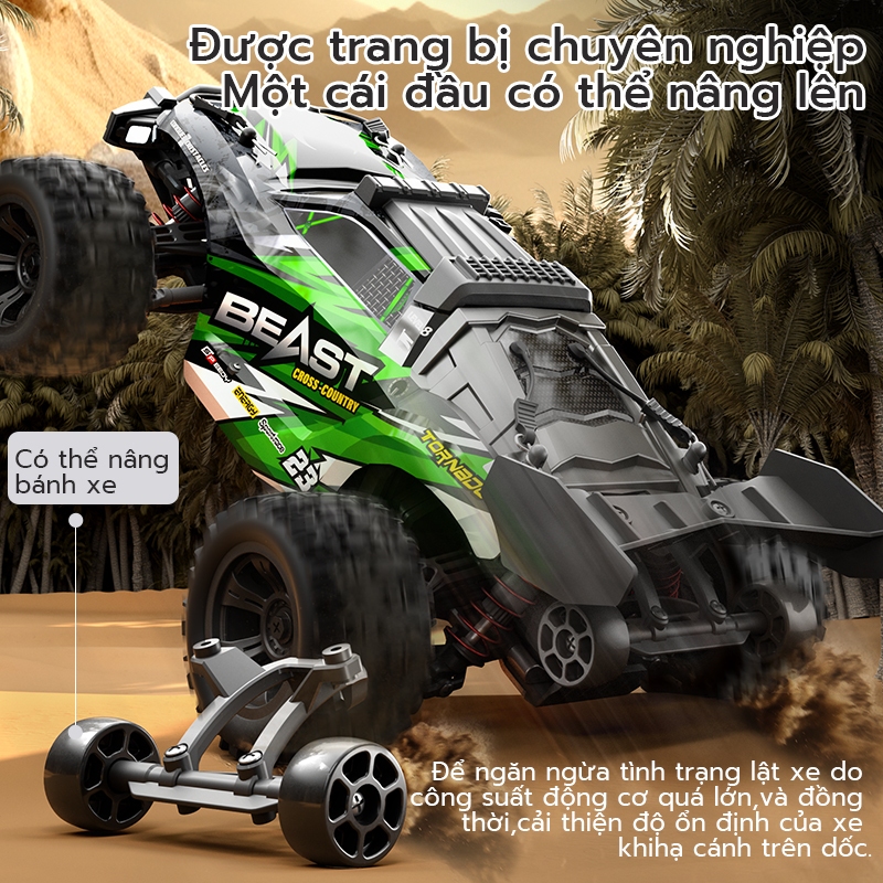 Xe địa hình 4WD điều khiển từ xa dành cho bé trai, tỷ lệ 1:16, hệ thống 2.4GHz, tốc độ cao 75+ dặm/giờ.