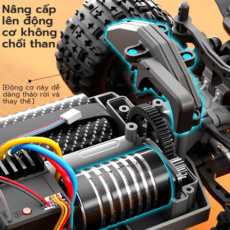 Xe địa hình 4WD điều khiển từ xa dành cho bé trai, tỷ lệ 1:16, hệ thống 2.4GHz, tốc độ cao 75+ dặm/giờ.