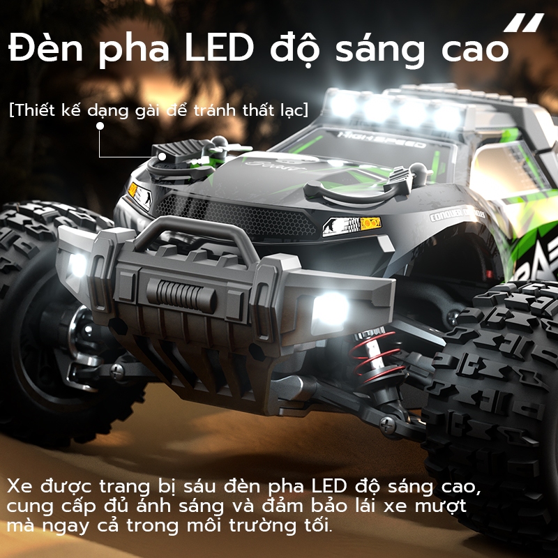 Xe địa hình 4WD điều khiển từ xa dành cho bé trai, tỷ lệ 1:16, hệ thống 2.4GHz, tốc độ cao 75+ dặm/giờ.