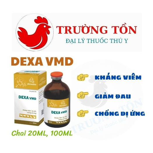 Vemedim Dexa 100ml Kháng viêm, giảm đau, chống dị ứng, chống tác nhân gây stress gia cầm và vật nuôi
