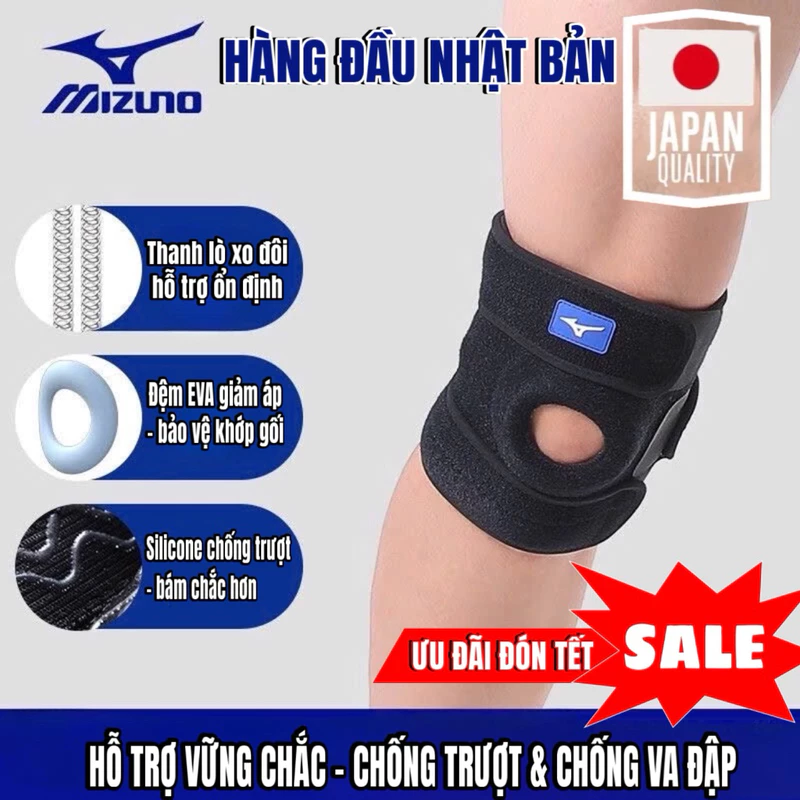 Đai Bó Gối Mizuno Nhật Bản – Đệm EVA Giảm Chấn – Bảo Vệ Khớp Gối, Sụn Chêm – Chống Chấn Thương Khi Chạy Bộ, Gym, Pickleb — ảnh 1