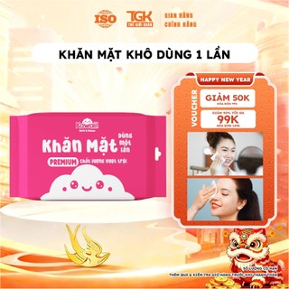 Combo 5 Túi Khăn mặt dùng 1 lần Kawaii 25 tờ 20x20cm - khăn dùng đắp toner, mềm mịn thấm hút, khăn khô lau mặt