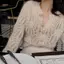 Áo khoác cardigan dệt kim rỗng nữ áo len khóa ngọc trai màu be dễ phối khí chất cổ điển Hàn Quốc