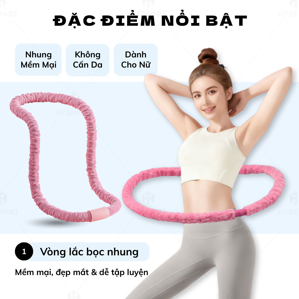 Vòng Lắc Eo Lò Xo Bọc Vải Mềm Mại - Giảm Calo Hiệu Quả, Giữ Eo Thon, Cải Thiện Vóc Dáng Tại Nhà