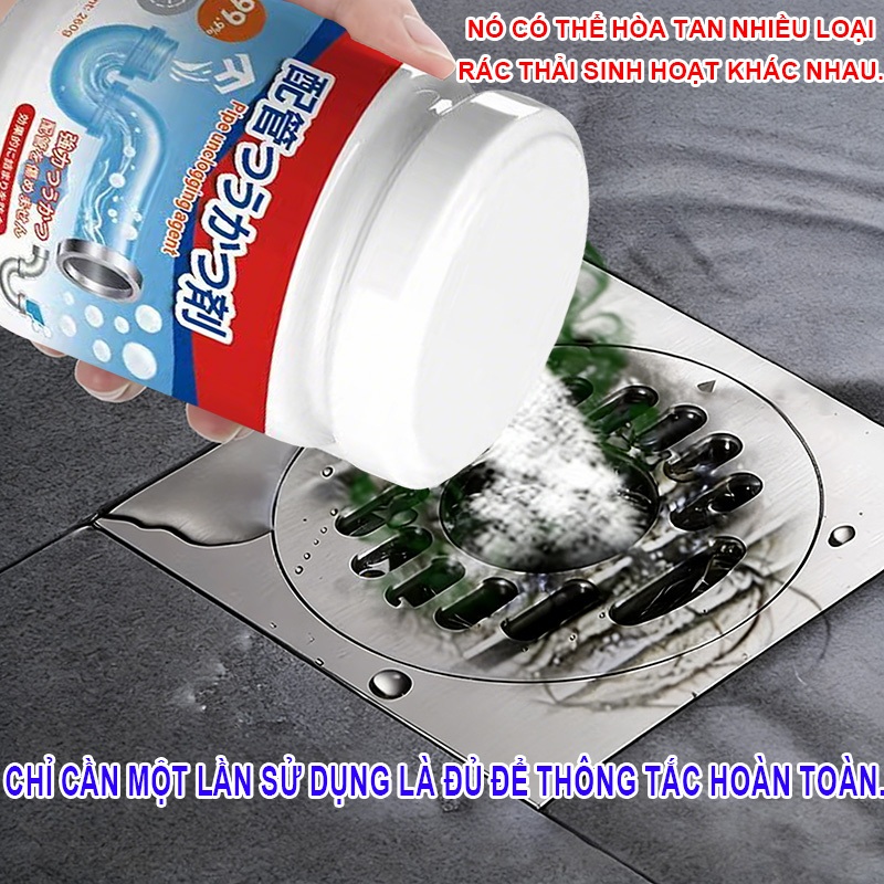 Chất tẩy rửa đường ống siêu mạnh này có thể thông tắc bồn cầu, bồn rửa và cống rãnh, khử mùi hôi và không làm hư hại đườ