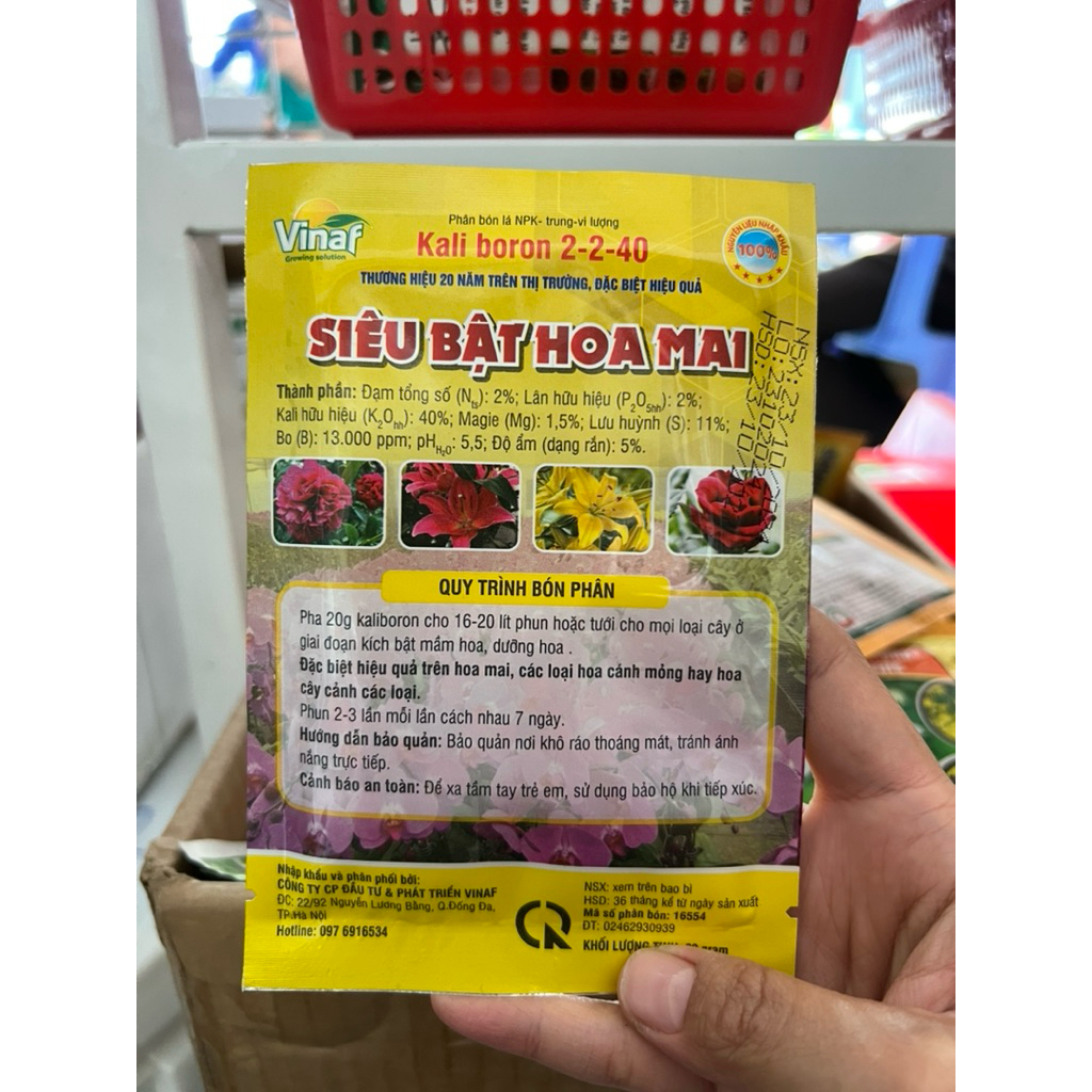 Siêu bật hoa mai dưỡng và chống rụng hoa cực mạnh phù hợp với mọi loại hoa gói 20g