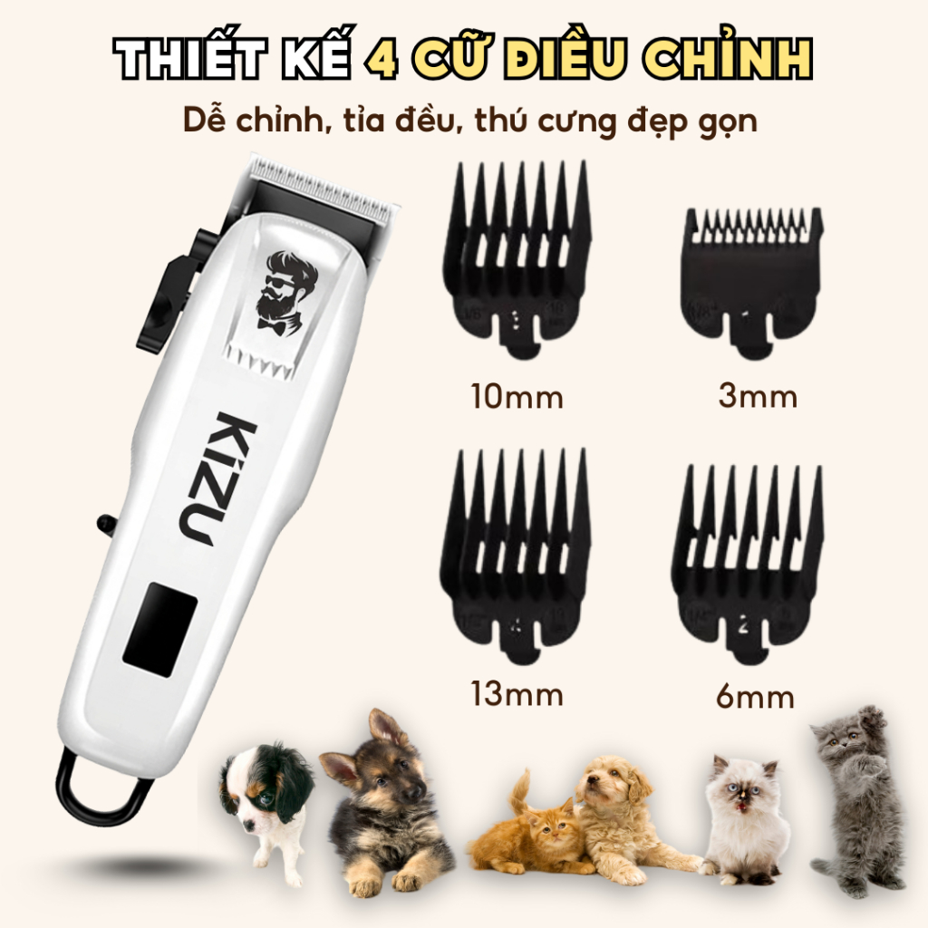 Tăng Đơ Cắt Lông Chó Mèo Sắc Bén Kizu K869, Máy Cạo Lông Chó Mèo Không Ồn, Dễ Sử Dụng Vệ Sinh, An Toàn Cho Pet