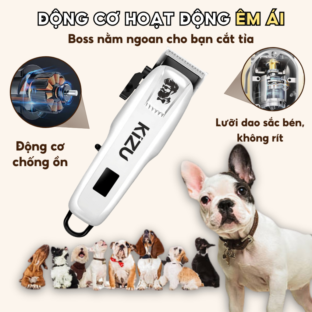 Tăng Đơ Cắt Lông Chó Mèo Sắc Bén Kizu K869, Máy Cạo Lông Chó Mèo Không Ồn, Dễ Sử Dụng Vệ Sinh, An Toàn Cho Pet