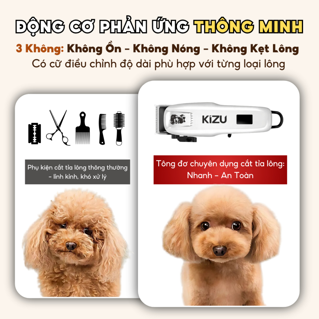 Tăng Đơ Cắt Lông Chó Mèo Sắc Bén Kizu K869, Máy Cạo Lông Chó Mèo Không Ồn, Dễ Sử Dụng Vệ Sinh, An Toàn Cho Pet