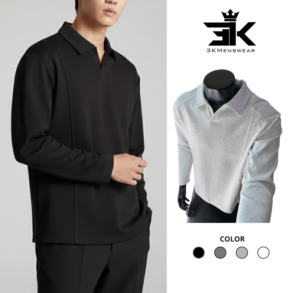 Áo Nỉ Sweater Cổ V Form 3KMenswear Clean Basic Thời Trang Hàn Quốc vải Nỉ 2 Da Cao Cấp