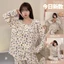 Đồ ngủ cotton đũi bộ đồ nữ ngọt ngào rộng rãi cổ vuông dài tay cổ vuông nổi tiếng trên mạn