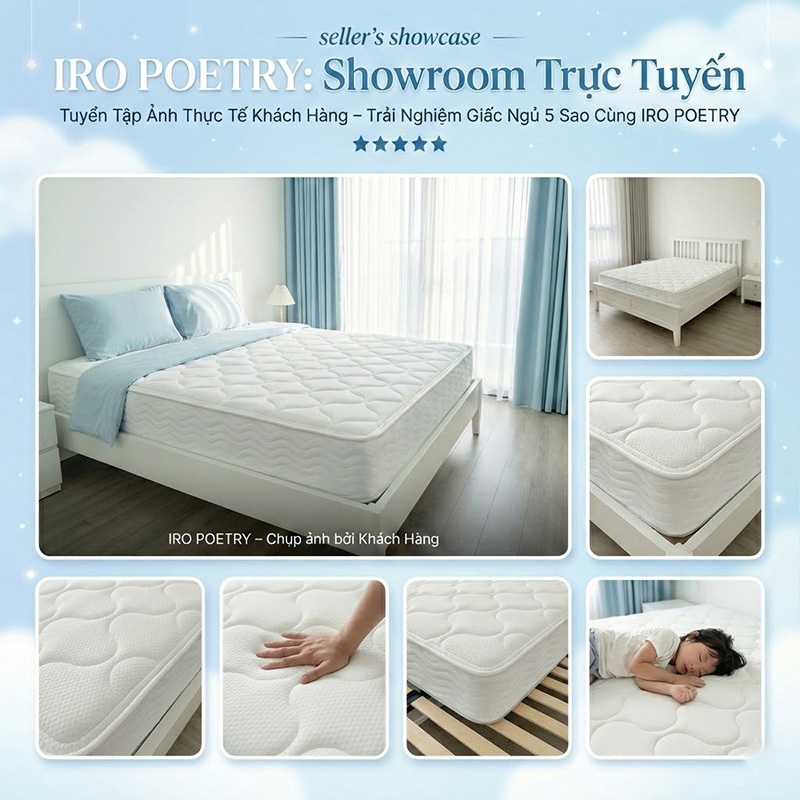 IRONPO Nệm Lò Xo Túi Độc Lập 15cm Kết Hợp 3 Tầng Foam Cao Su Êm Ái Chuẩn Hotel Cao Cấp