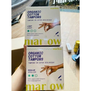 Băng vệ sinh 18 miếng.không mùi hương,Marlow Organic Cotton Tampons 100% cotton hữu cơ