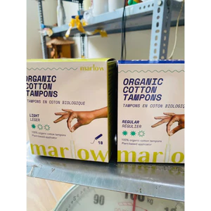 Marlow Organic Cotton Tampons 100% cotton hữu cơ,Băng vệ sinh 18 miếng.không mùi hương