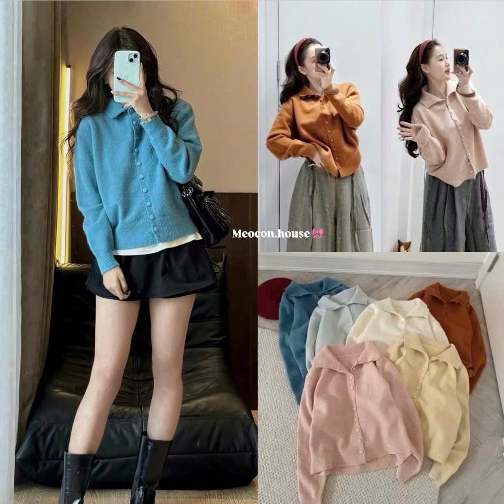 Áo Len Cardigan Cổ Tròn Cúc To Kiểu NABI CARDIGAN – Item Ngọt Ngào Chuẩn Gu Hàn Quốc