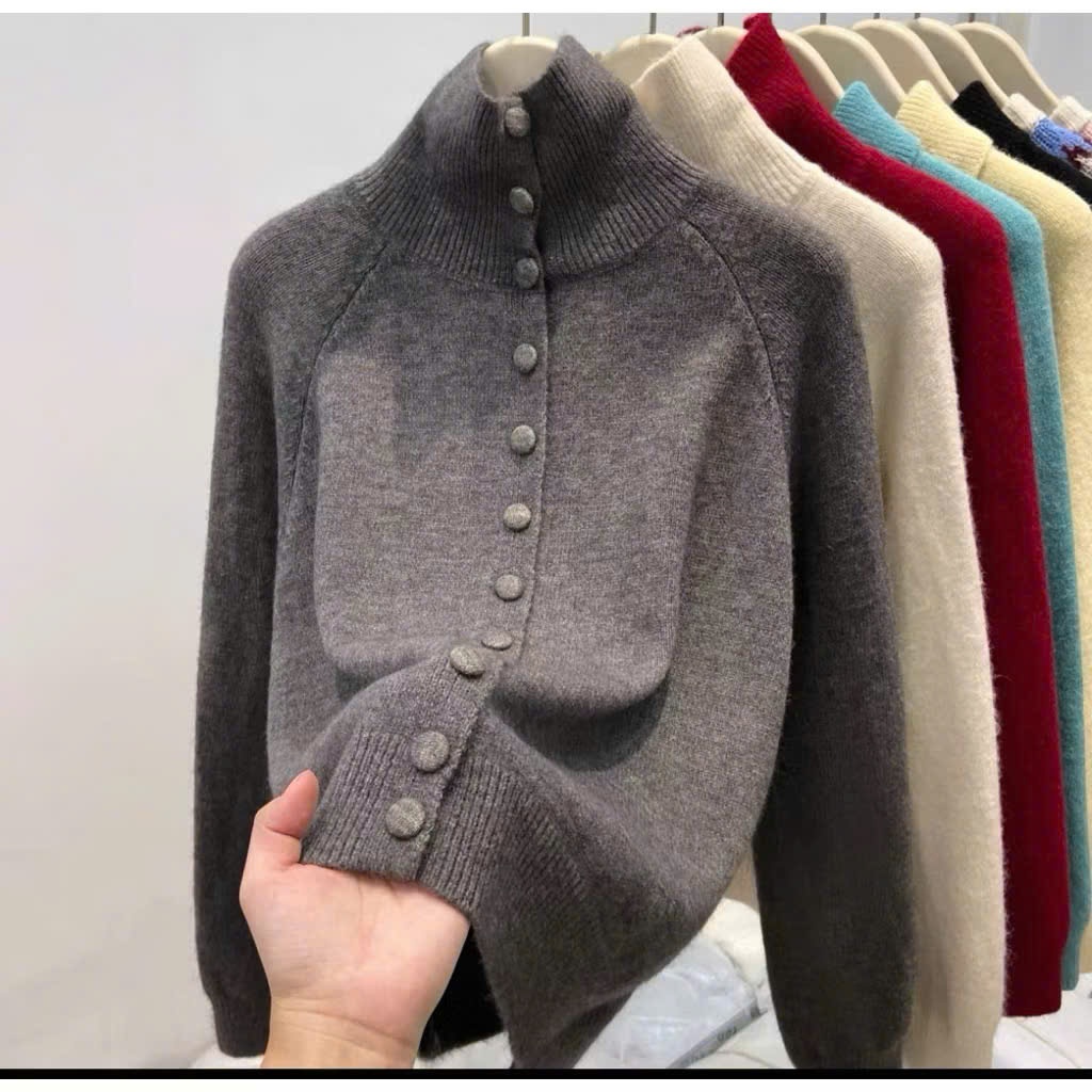 Áo Len Cardigan Cổ Tròn Cúc To Kiểu NABI CARDIGAN – Item Ngọt Ngào Chuẩn Gu Hàn Quốc