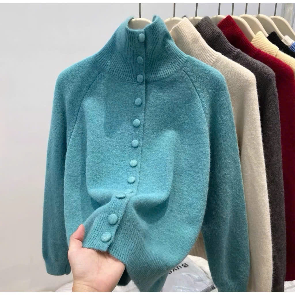 Áo Len Cardigan Cổ Tròn Cúc To Kiểu NABI CARDIGAN – Item Ngọt Ngào Chuẩn Gu Hàn Quốc