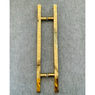 Tay Nắm Cửa Vuông Vàng Chữ Vạn Inox Cao Cấp - Tay Nắm Cửa Thủy Lực Kính Cường Lực