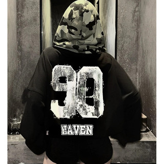 Áo Hoodies Zip , Áo Khoác Nỉ  Cotton From Boxy From Rộng in số 90 phối nón camo rằn ri Haven Studio chất nỉ cua dày dặn