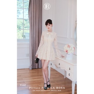 Váy Ren Tiệc Xinh LA ROSA Cổ Đính Nơ Nổi Bật Tay Loe Dáng Xoè Phù Hợp Dạo Phố, Hẹn Hò,...V1445