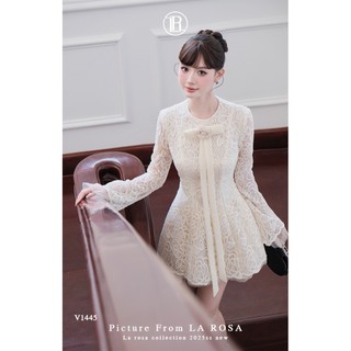 Váy Ren Tiệc Xinh LA ROSA Cổ Đính Nơ Nổi Bật Tay Loe Dáng Xoè Phù Hợp Dạo Phố, Hẹn Hò,...V1445