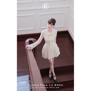 Váy Ren Tiệc Xinh LA ROSA Cổ Đính Nơ Nổi Bật Tay Loe Dáng Xoè Phù Hợp Dạo Phố, Hẹn Hò,...V1445