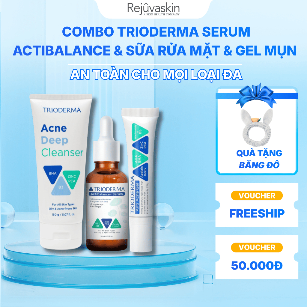 Combo Trioderma Giảm Mụn, Mờ Thâm, Sáng Da Chăm Sóc Da Mụn, Gel Giảm ...