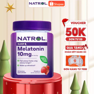 Kẹo ngủ ngon Melatonin 10mg Natrol 90 viên hỗ trợ giấc ngủ,dễ ngủ hơn, sâu giấc hơn, không chất độc hại
