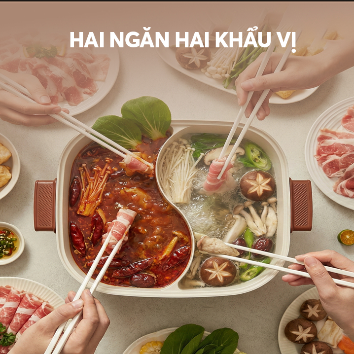 Nồi Lẩu nướng 2 Ngăn Elmich MPE1301/ MPE1299 Chống Dính ,Công Suất Lớn, Bếp lẩu Uyên ương đa năng