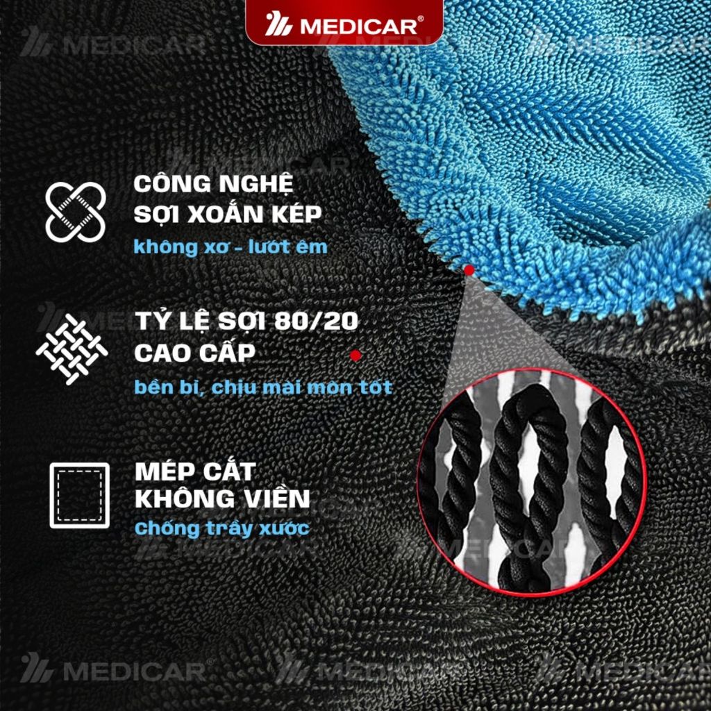 [MICROFIBER] Khăn Lau Xe Ô Tô Cao Cấp Microfiber 1200GSM Medicar – Dày, Mềm, Thấm Hút Mạnh - Kích Thước 60 × 90cm | BigBuy360 - bigbuy360.vn