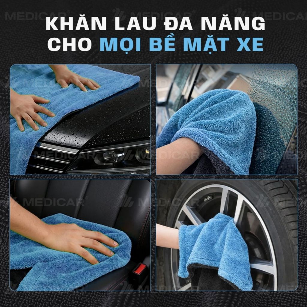 [MICROFIBER] Khăn Lau Xe Ô Tô Cao Cấp Microfiber 1200GSM Medicar – Dày, Mềm, Thấm Hút Mạnh - Kích Thước 60 × 90cm | BigBuy360 - bigbuy360.vn