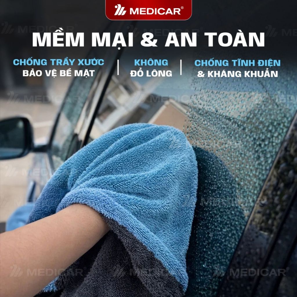 [MICROFIBER] Khăn Lau Xe Ô Tô Cao Cấp Microfiber 1200GSM Medicar – Dày, Mềm, Thấm Hút Mạnh - Kích Thước 60 × 90cm | BigBuy360 - bigbuy360.vn