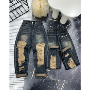 Quần Jean Baggy Nữ Rách Nhiều Túi Sau Thêu Chữ Nhiều Màu 860 - 861 - 862 Women Pants Khuy Denim