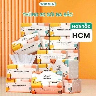Giấy ăn rút đa sắc Top gia thùng 20 gói cao cấp 240 tờ 4 lớp dập vân 4D chắc chắn, mềm mịn, thấm hút