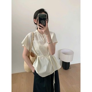 𝗗𝗮𝗿𝗮 𝗟𝗶𝗻𝗲𝗻  A08 - | LY LINEN| Áo Linen cổ tàu thắt nơ kèm dây