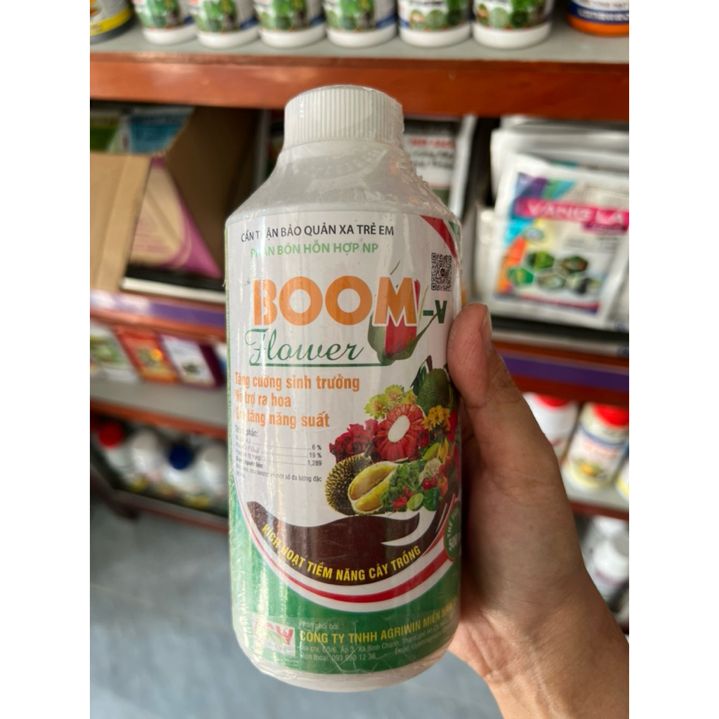 BOOM-V FLOWER tăng cường sinh trưởng, hỗ trợ ra hoa, gia tăng tăng suất chai 500ml Agriwin Miền Nam