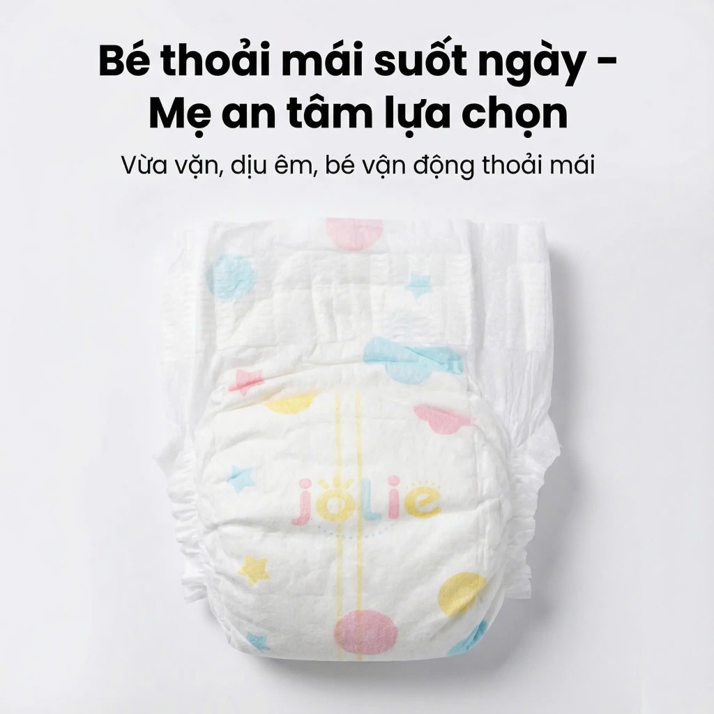 [100 miếng] Jolie Tã bỉm dán trẻ em size S/M/L– Khô thoáng, chống tràn