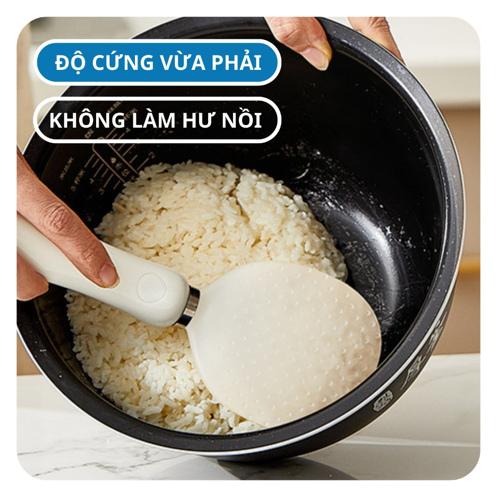 Vá Bới Cơm Chống Dính Thông Minh Famistar / Muỗng Múc Cơm / Thìa Xới Cơm Chống Dính  – Từ Tính & Đế Hít