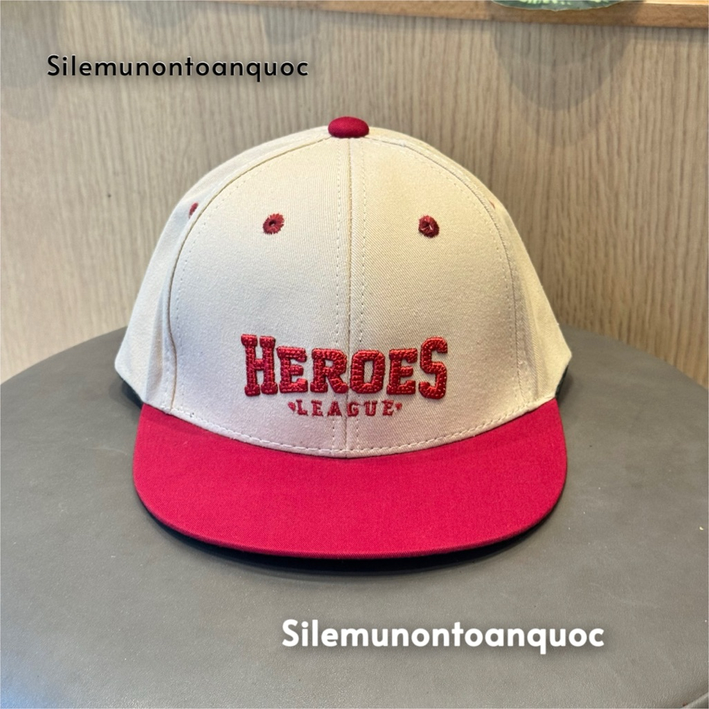 Mũ hiphop hero cho bé trai 3-8 tuổi - Nón snapback kaki phối màu thêu nổi hero thời trang cho bé siêu đẹp