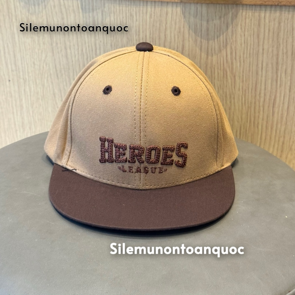 Mũ hiphop hero cho bé trai 3-8 tuổi - Nón snapback kaki phối màu thêu nổi hero thời trang cho bé siêu đẹp