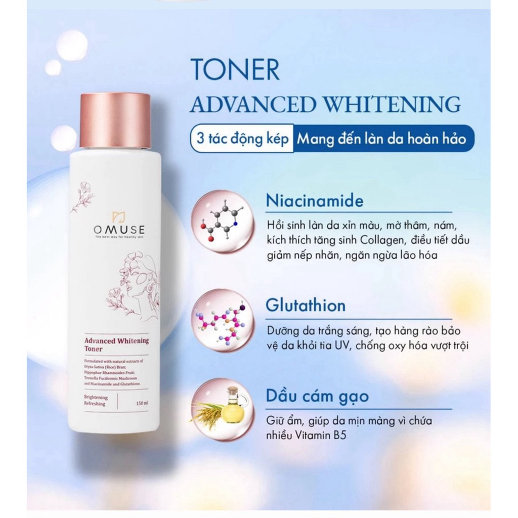 (Hàng công ty)Nước hoa hồng O'Muse - Advanced Whitening Toner 150ml