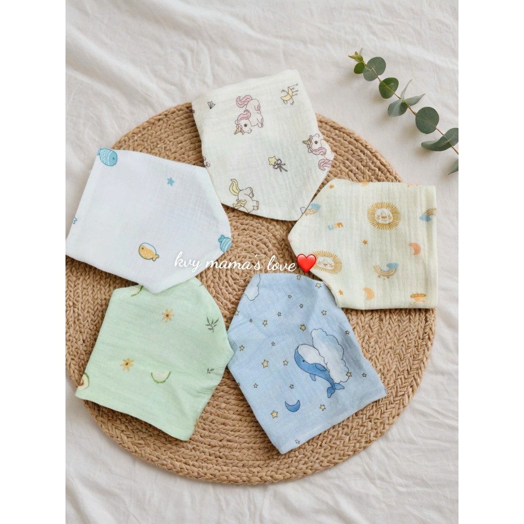 yếm tam giác kvy cao cấp cho bé 4 lớp