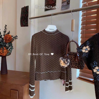 Áo Chấm Bi Pha Tay Ren Cổ 3 Phân Vintage Hàn Quốc Trenddy Trẻ Trung Xinh Xắn QCCCl1(Ảnh thật )|Dami.Studio