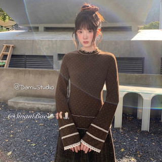 Áo Chấm Bi Pha Tay Ren Cổ 3 Phân Vintage Hàn Quốc Trenddy Trẻ Trung Xinh Xắn QCCCl1(Ảnh thật )|Dami.Studio
